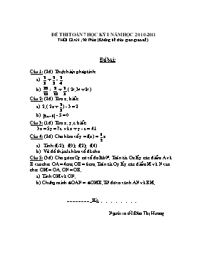 Đề thi Toán 7 học kỳ I